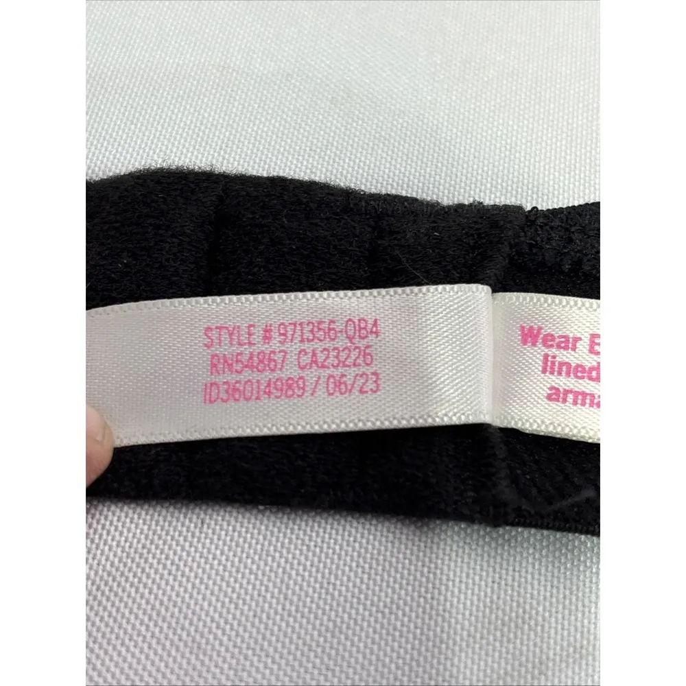 PINK by Victoria's Secret Bra 32DD Black Hot Pink Push-Up Lined RFID Sporty Sexy - Image 10