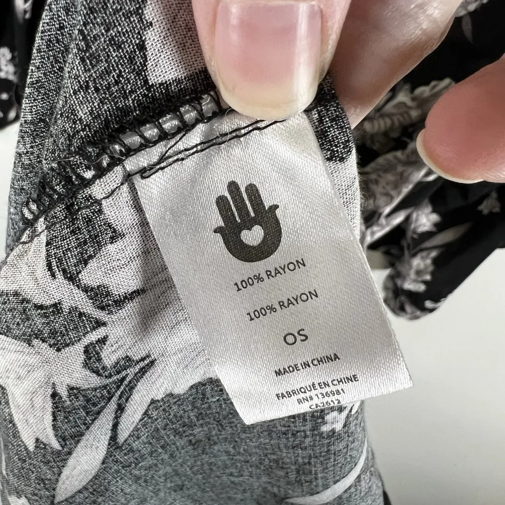 Spiritual Gangster Maya Kimono Women Large Black Floral Tie Front Boho Fairy‎ - Image 7