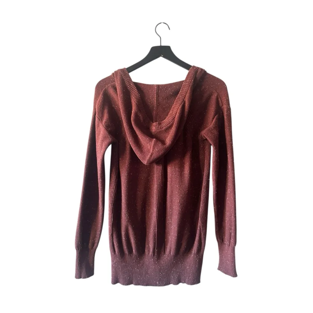 prAna Organic Cotton Brown Speckled Knit Hoodie Sweater | Small - Image 7