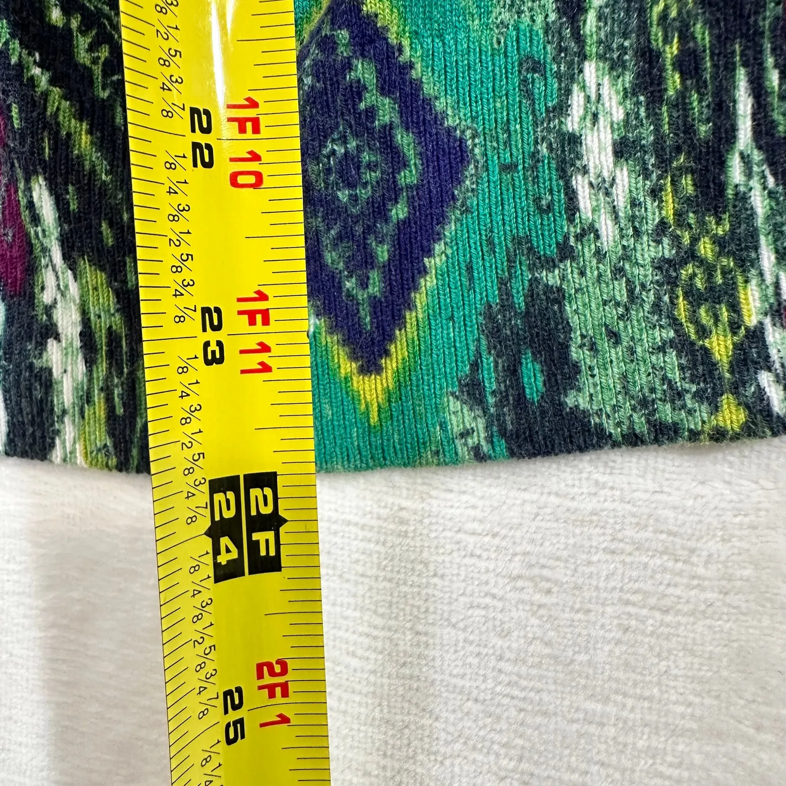 Jones New York Signature Petite Large Boho Printed Cardigan Sweater Green Purple Size undefined - Image 9