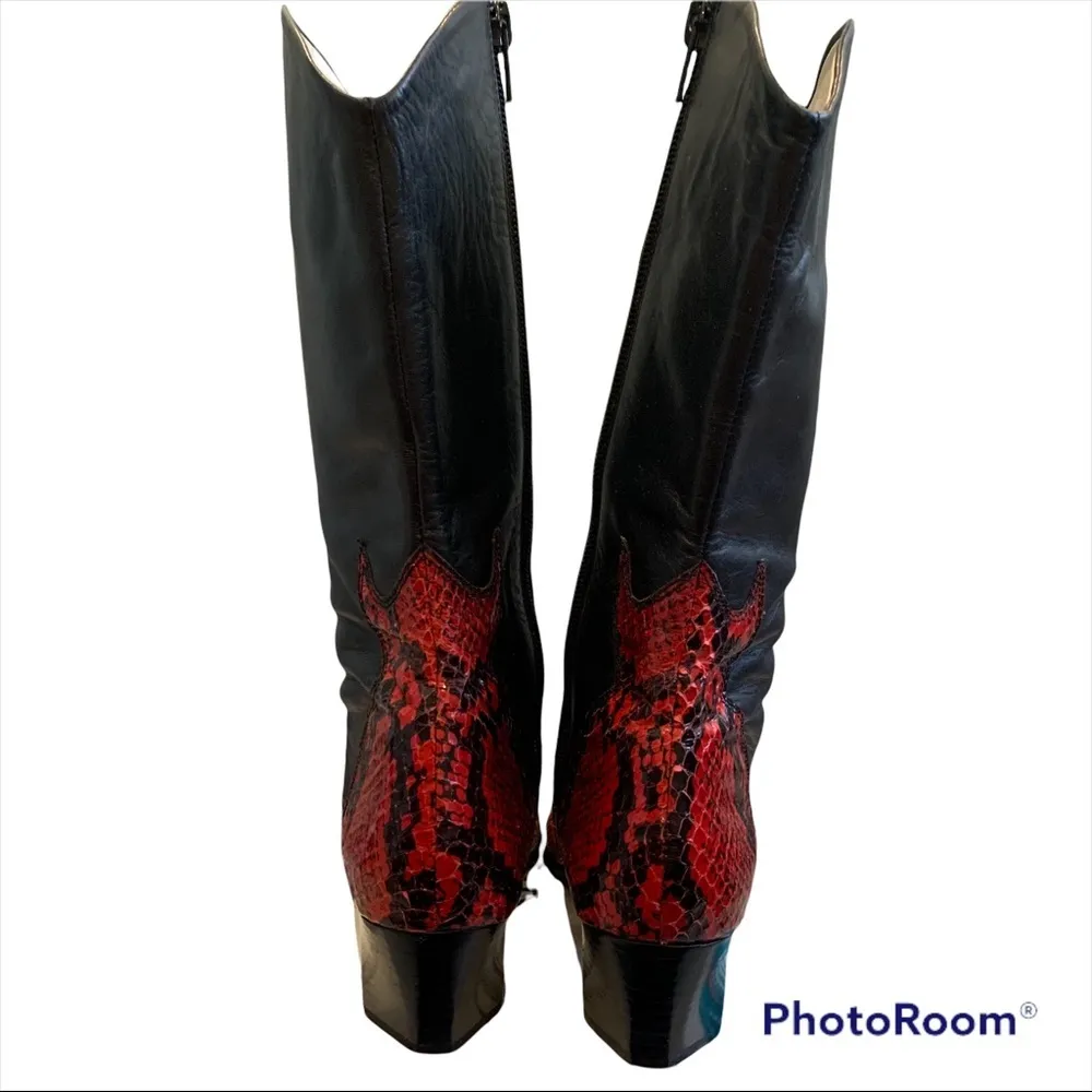Ros Hommerson Leather and Snake Mid Calf Western Boot Size 6.5 - Image 7