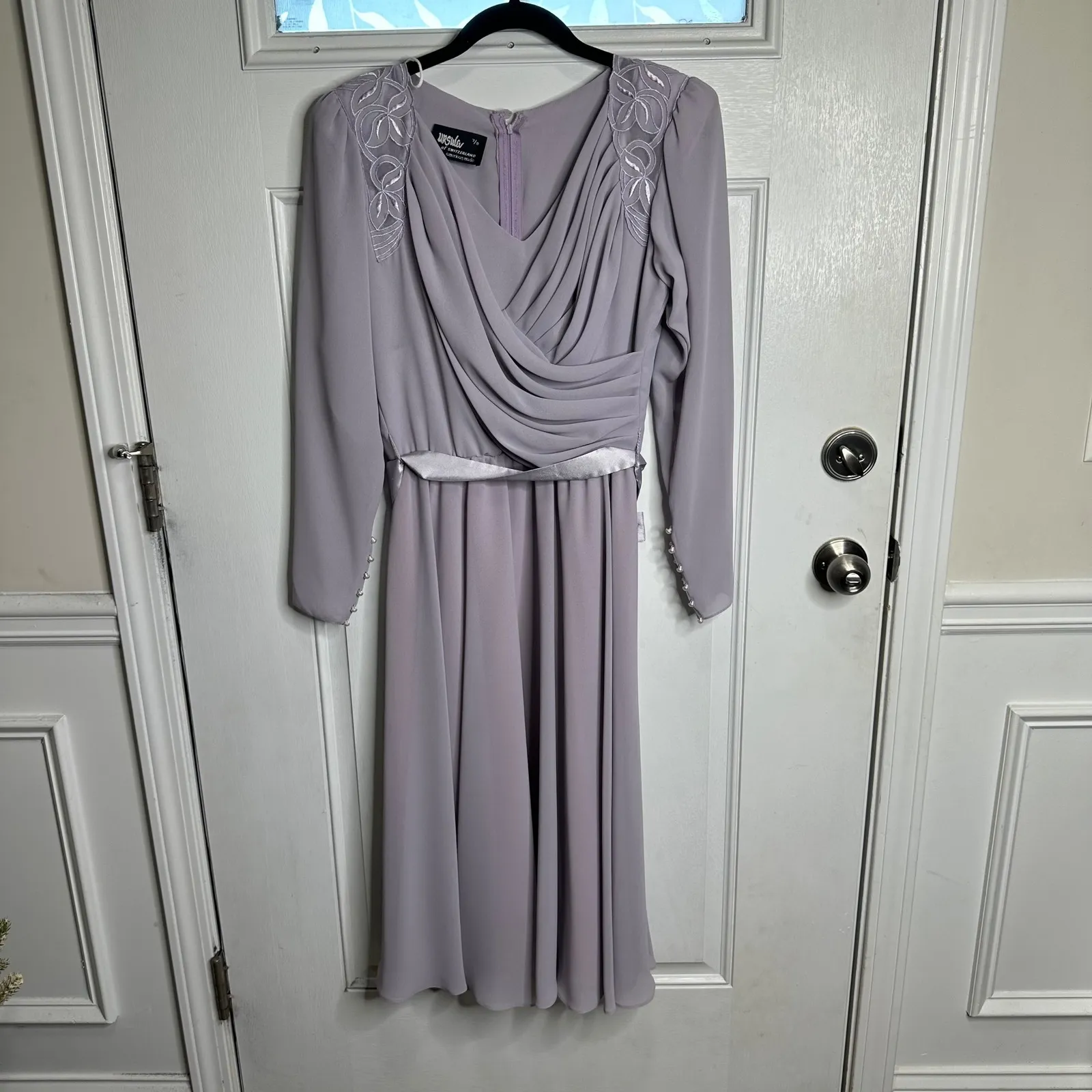 Vintage 70s Ursula of California draped lavender purple goddess midi dress sz 4 - Image 2