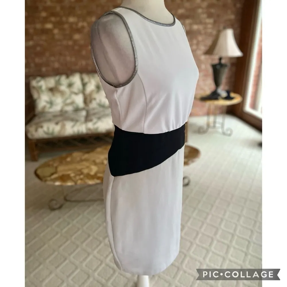 Jennifer Lopez Dress Colorblock Knit White Grey Metallic Sleeveless 8 Cocktail - Image 13