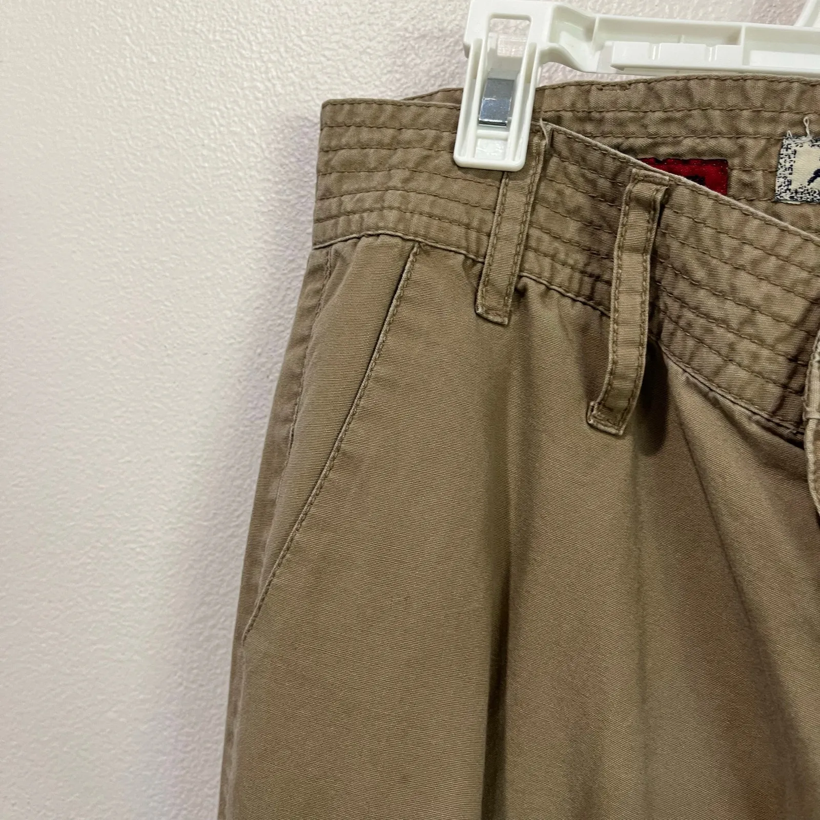 Y2K Paris Blue Low Rise Wide Leg Tan SoulMate Buckle Hem Pants Size 1 - Image 6