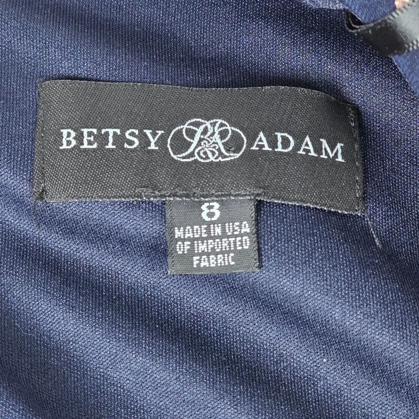 Betsy & Adam Navy Beaded Bell Sleeve V Neck Mini Cocktail Dress Size 8 NWT‎ - Image 4