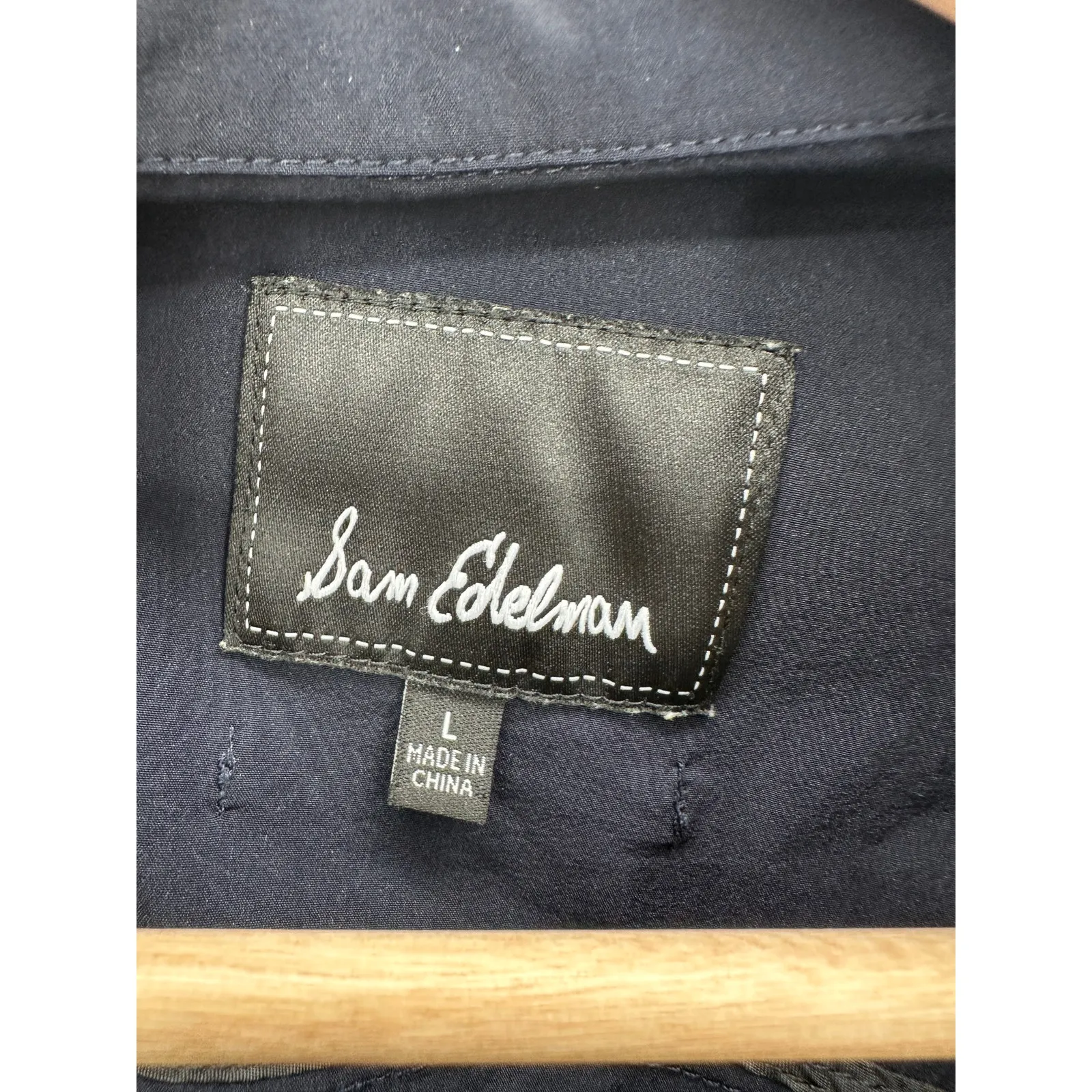 Sam Edelman Navy Blue Waterproof Button Down Rain Coat Jacket Size L Utility - Image 5