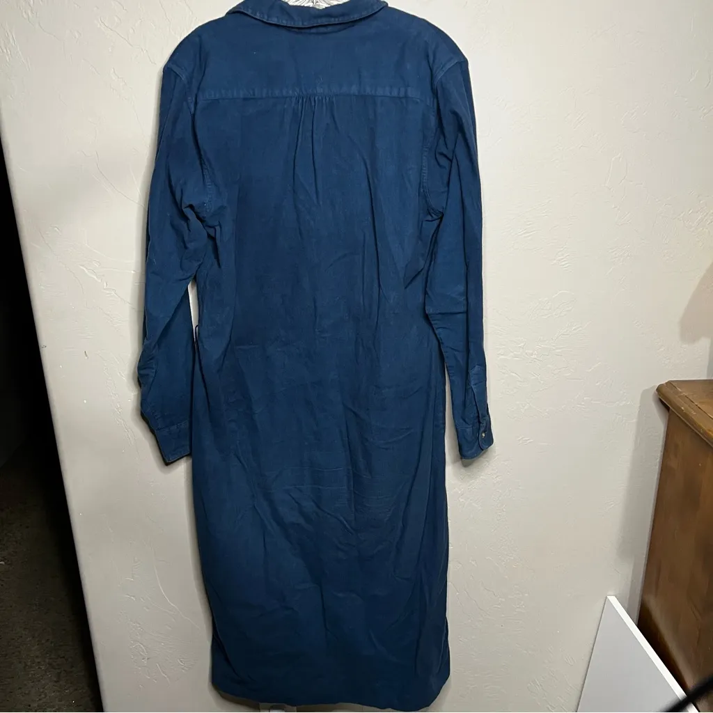 L.L. Bean Blue Vintage Long Sleeve Long Flannel Pajama Dress Size 12 - Image 10