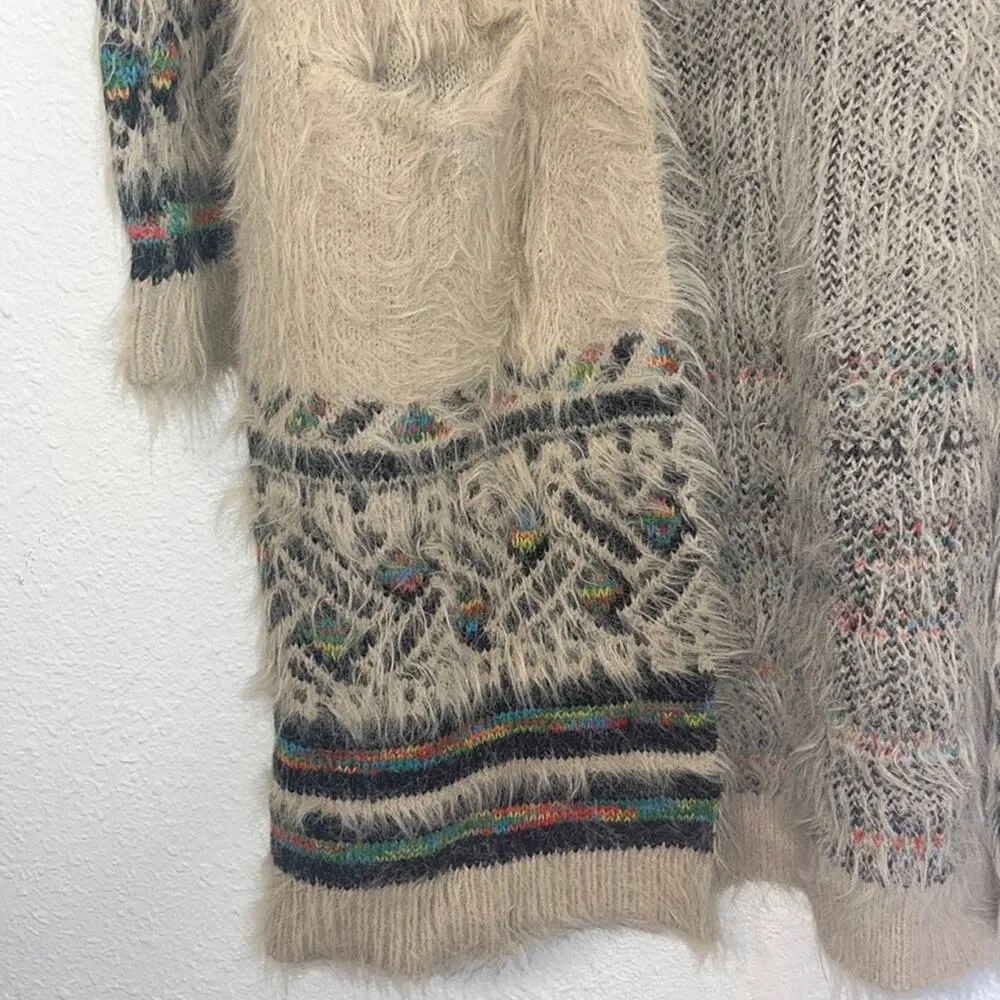 Womens Aztec Duster Cardigan Medium / Large Southwestern Long Sleeve Multicolor - Image 8