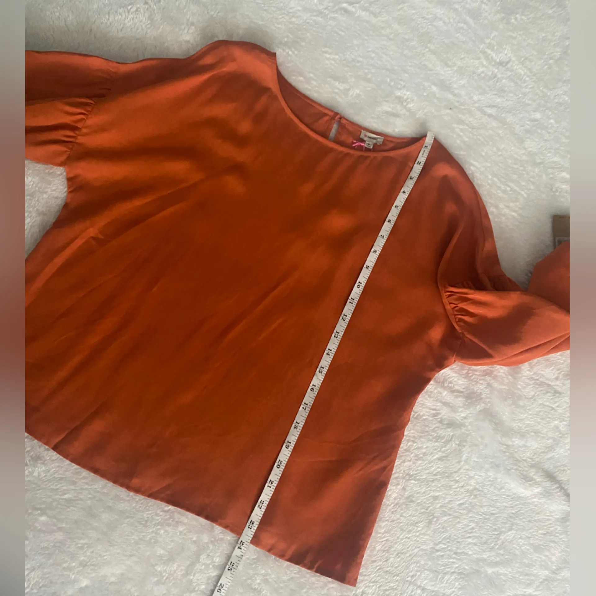 Daniel Cremieux Elegant Flowy Apricot Orange Blouse for Women 3/4 Bell Sleeve - Image 13