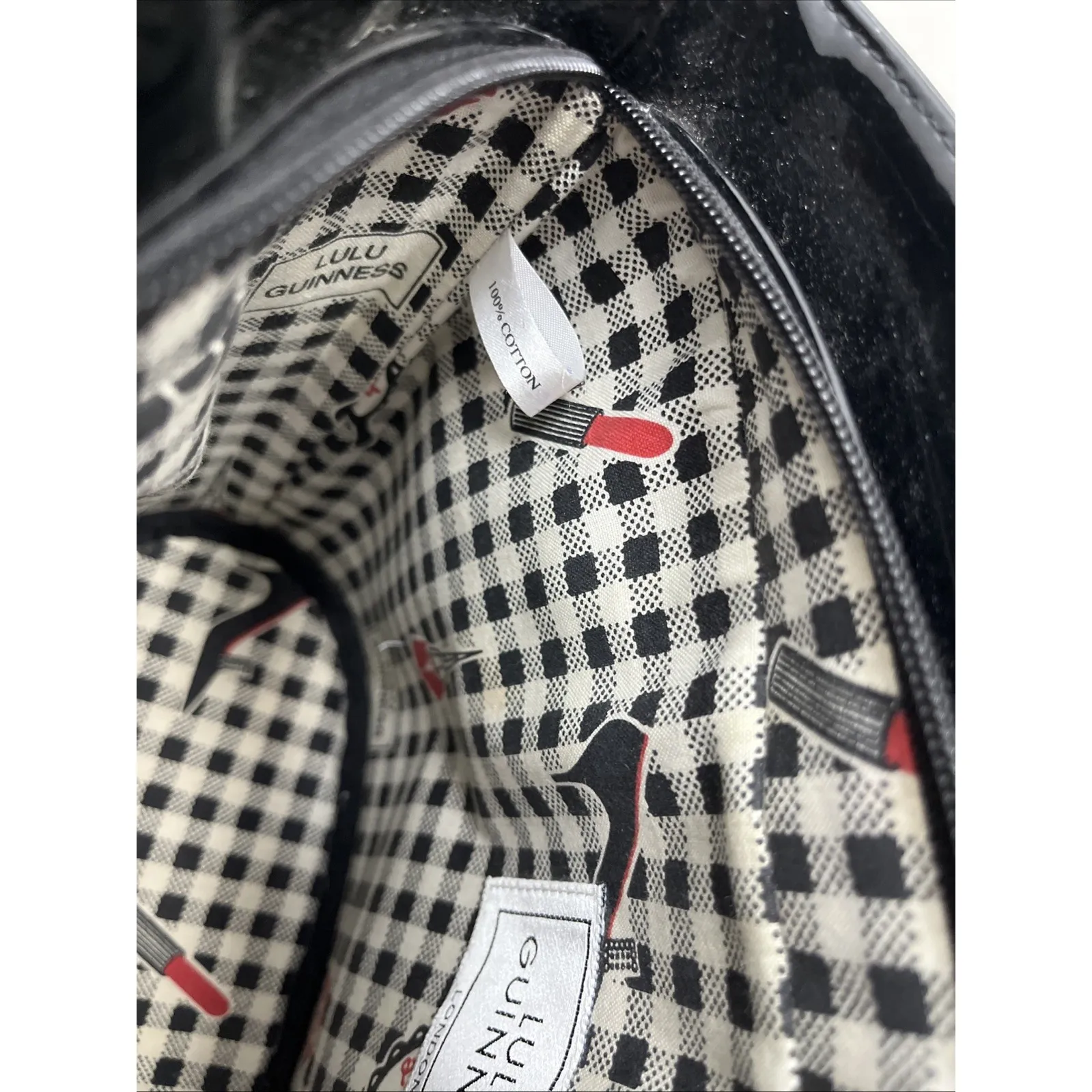 LULU Guinness Cherry Red Retro Tote Handheld Bag Classic Preppy Colorful - Image 5