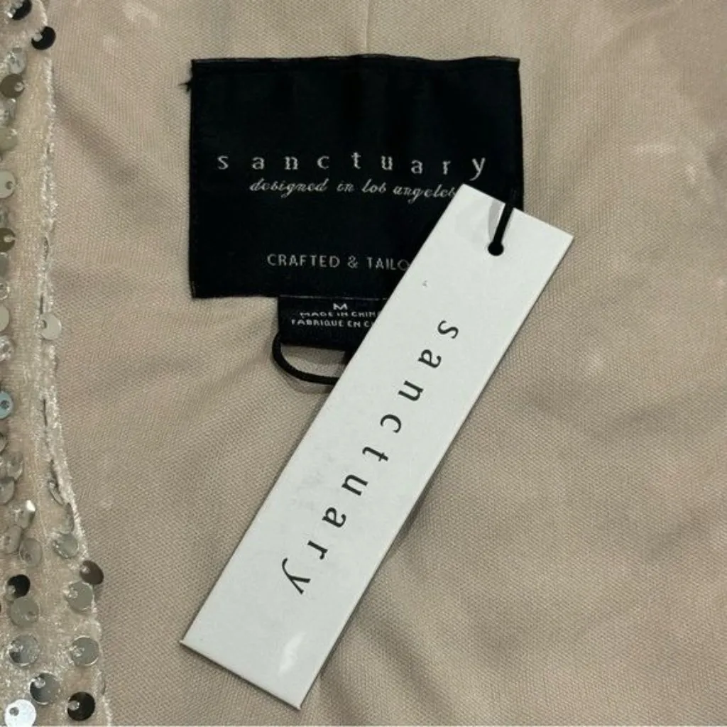 NEW Sanctuary All Night Flock Sequin Blazer Color Champagne New Years Holiday M - Image 9