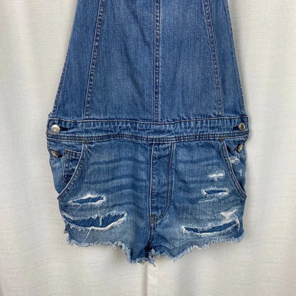 American Eagle Outfitters Distressed Denim Shortalls Sz.M - Image 6