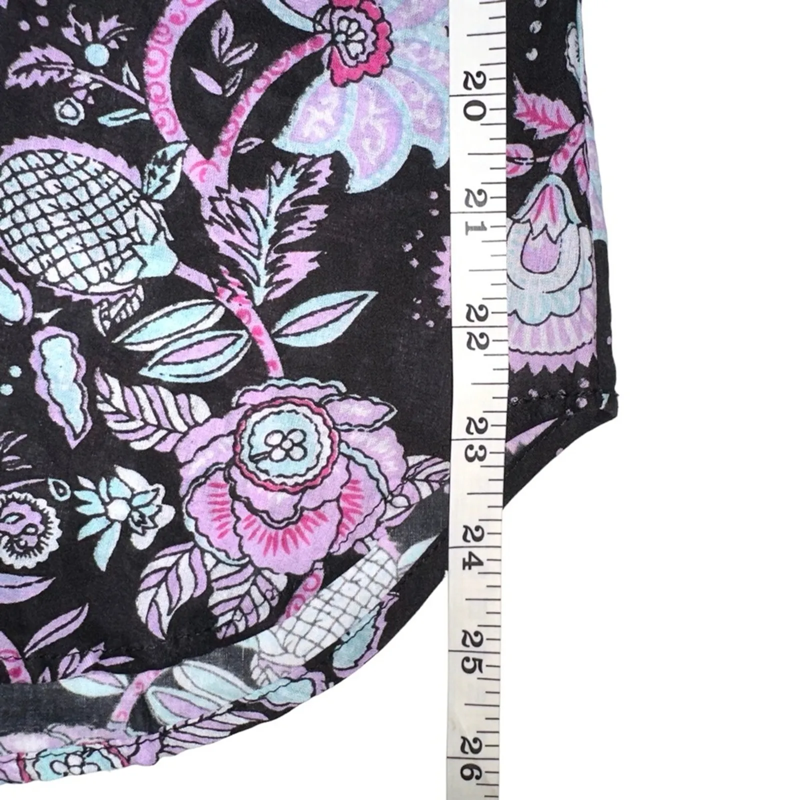 NWOT Mille Resort And Travel May Black Floral Cotton Blouse XS Tropical Night - Image 8