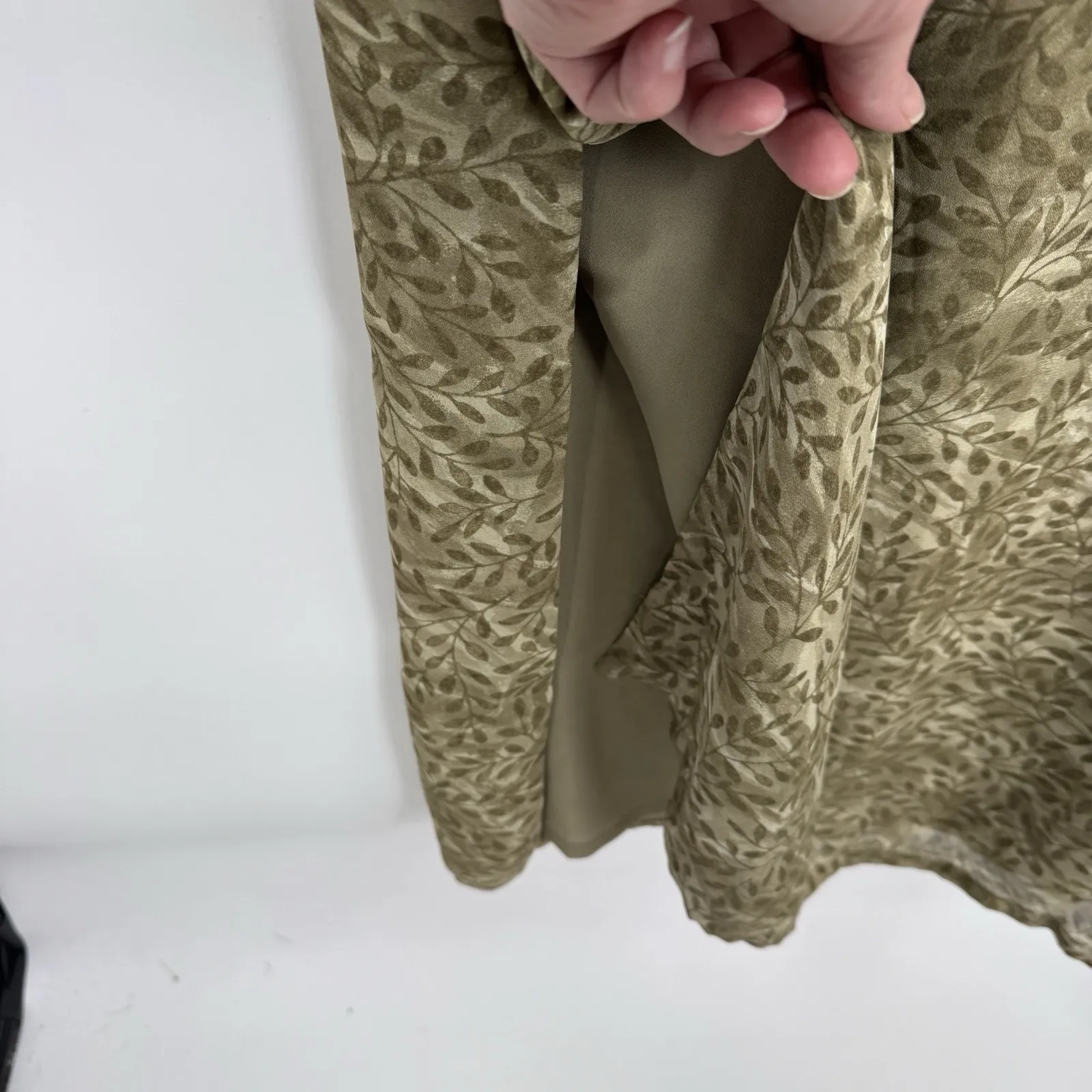 Vintage Y2K Old Navy Maxi Dress Womens 10 Green Vine Forest Fairy Polyester - Image 4