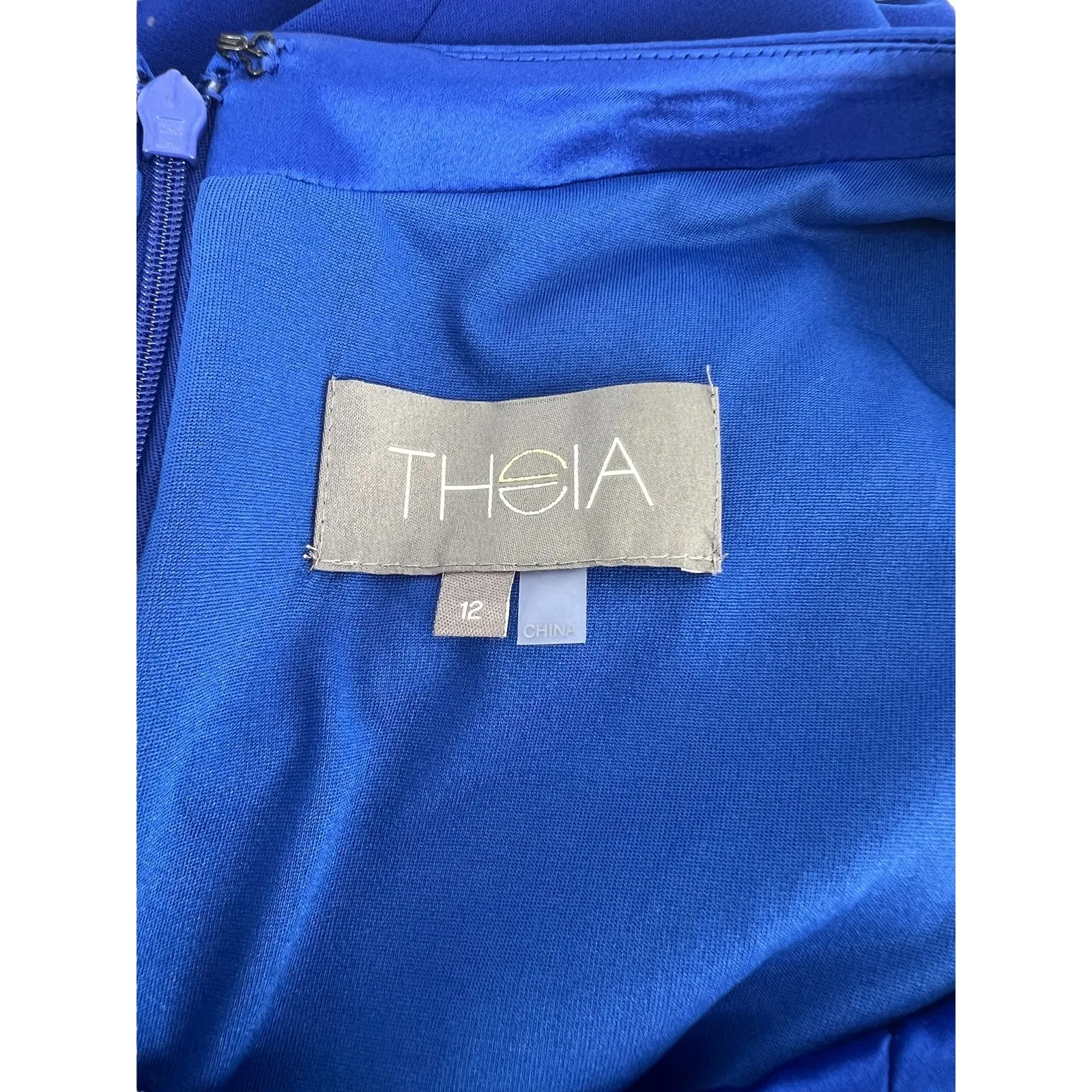 Theia Sleeveless Crepe Gown with Satin Crisscross in Blue Size 12 - Image 8