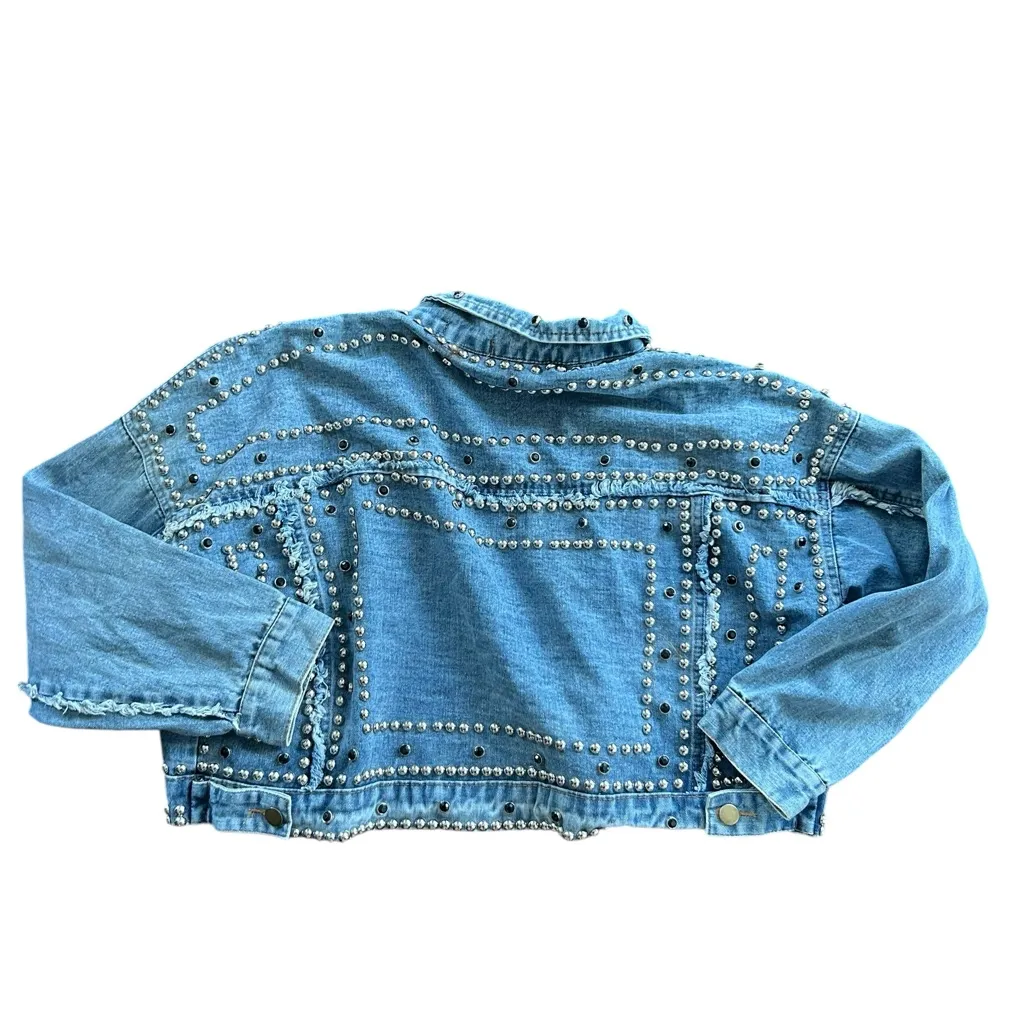 Mochy Studded Blue Jean Jacket Size Medium - Image 6