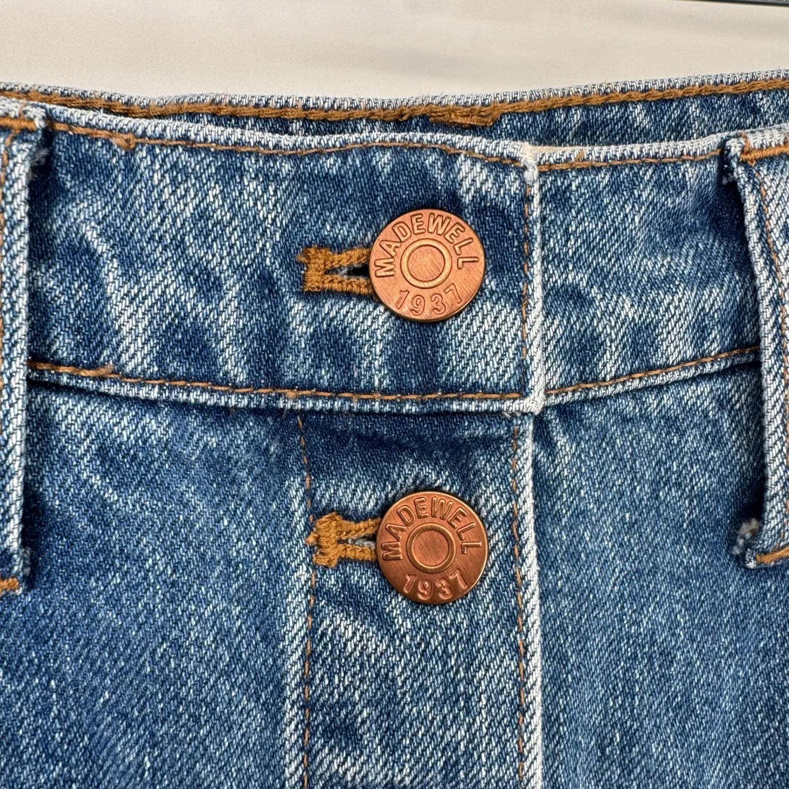 Madewell Denim Button Front Midi Skirt Dark Wash Womens 27 Blue Jean Cotton - Image 5