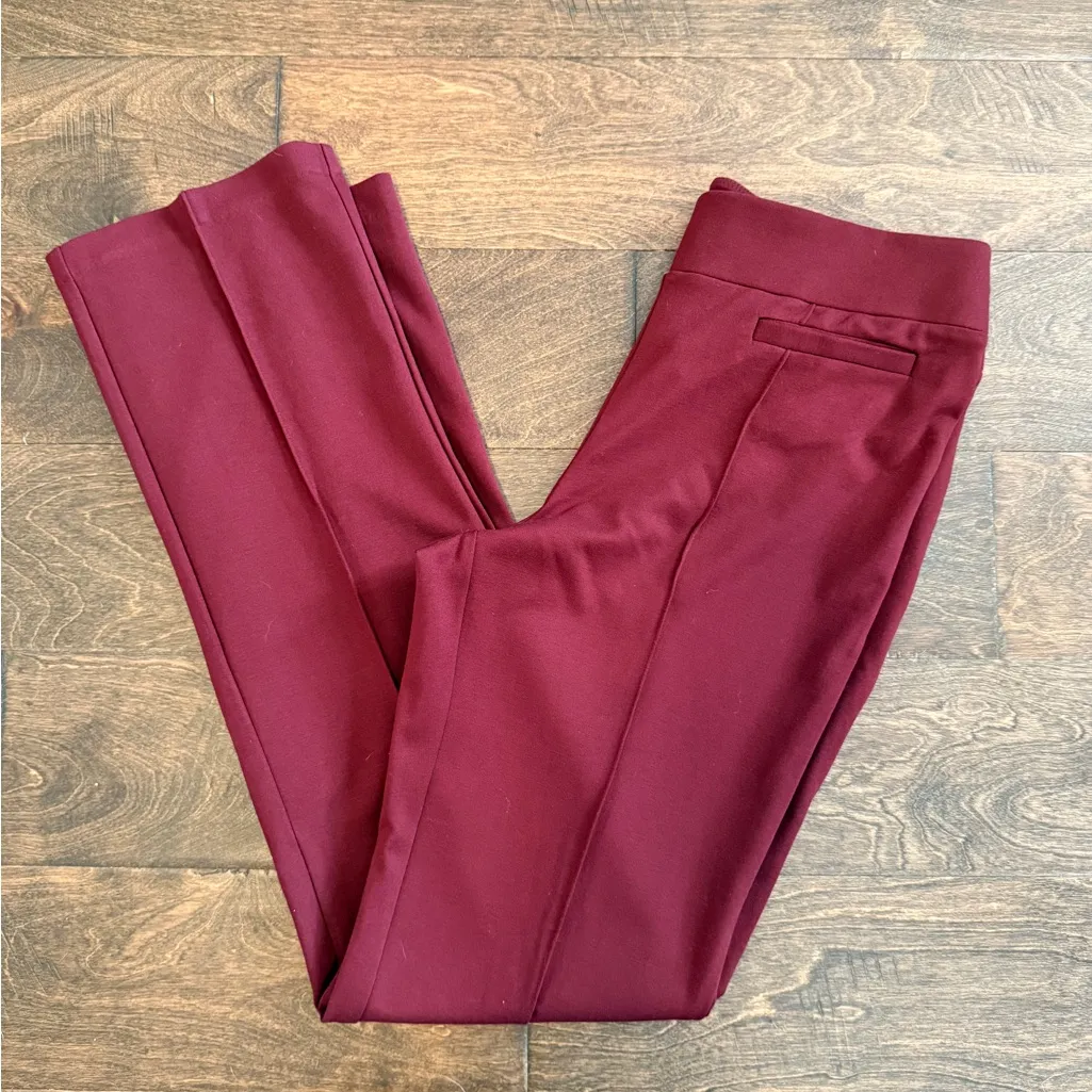 Cato NWOT Burgundy Ponte Straight Leg Pull-On Pants w/ Faux Pockets - Image 5