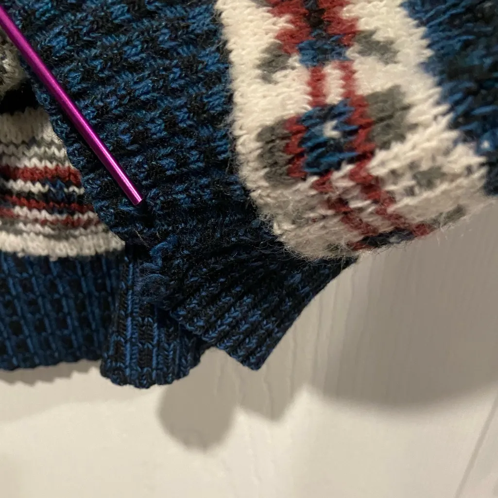 VTG Hardwood & Pine Size M Nordic Sweater Reindeer Fair Isle Winter Knit Blue Size M - Image 6