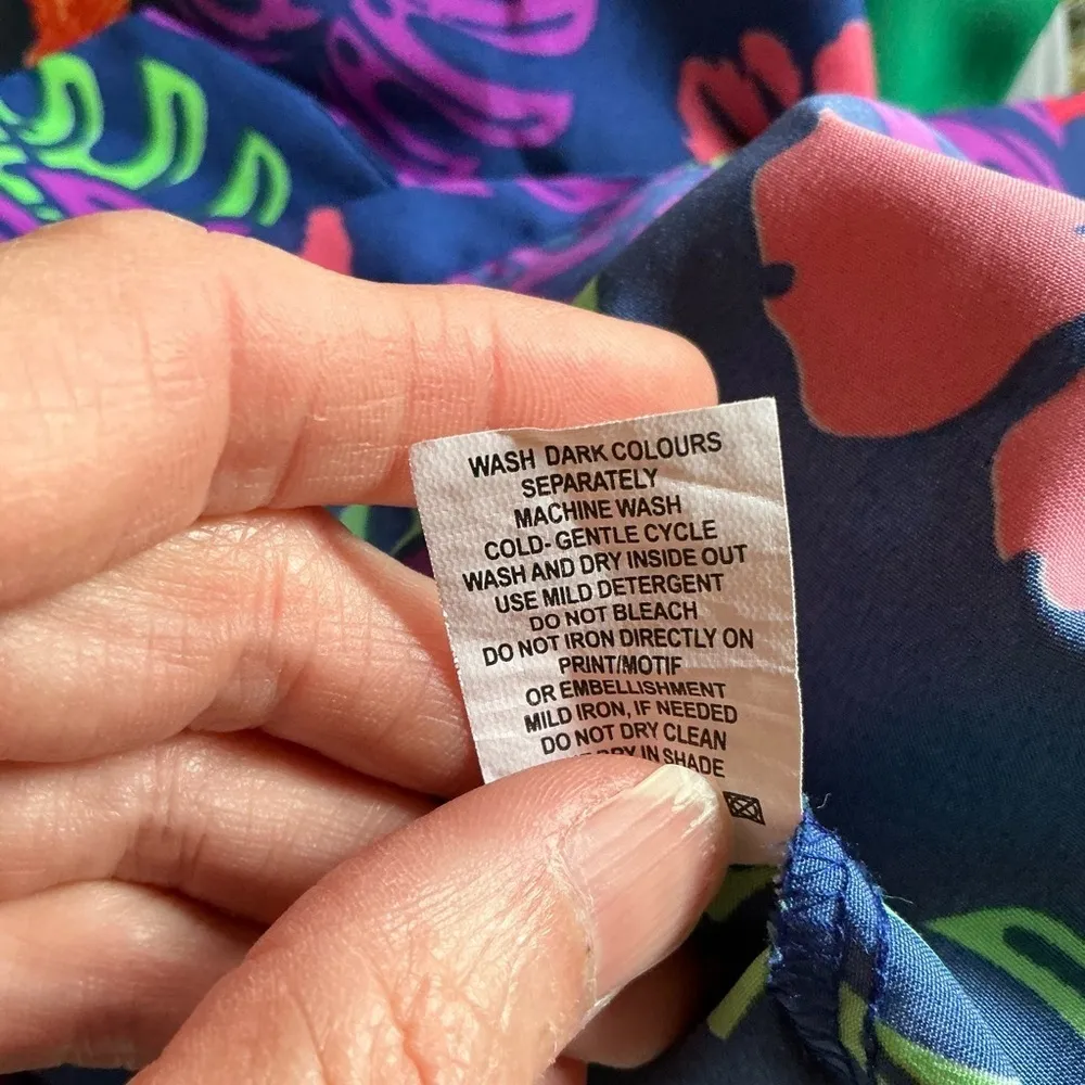 Bright flamingos and flowers Hawaiian shirt Blue Size L - Image 4