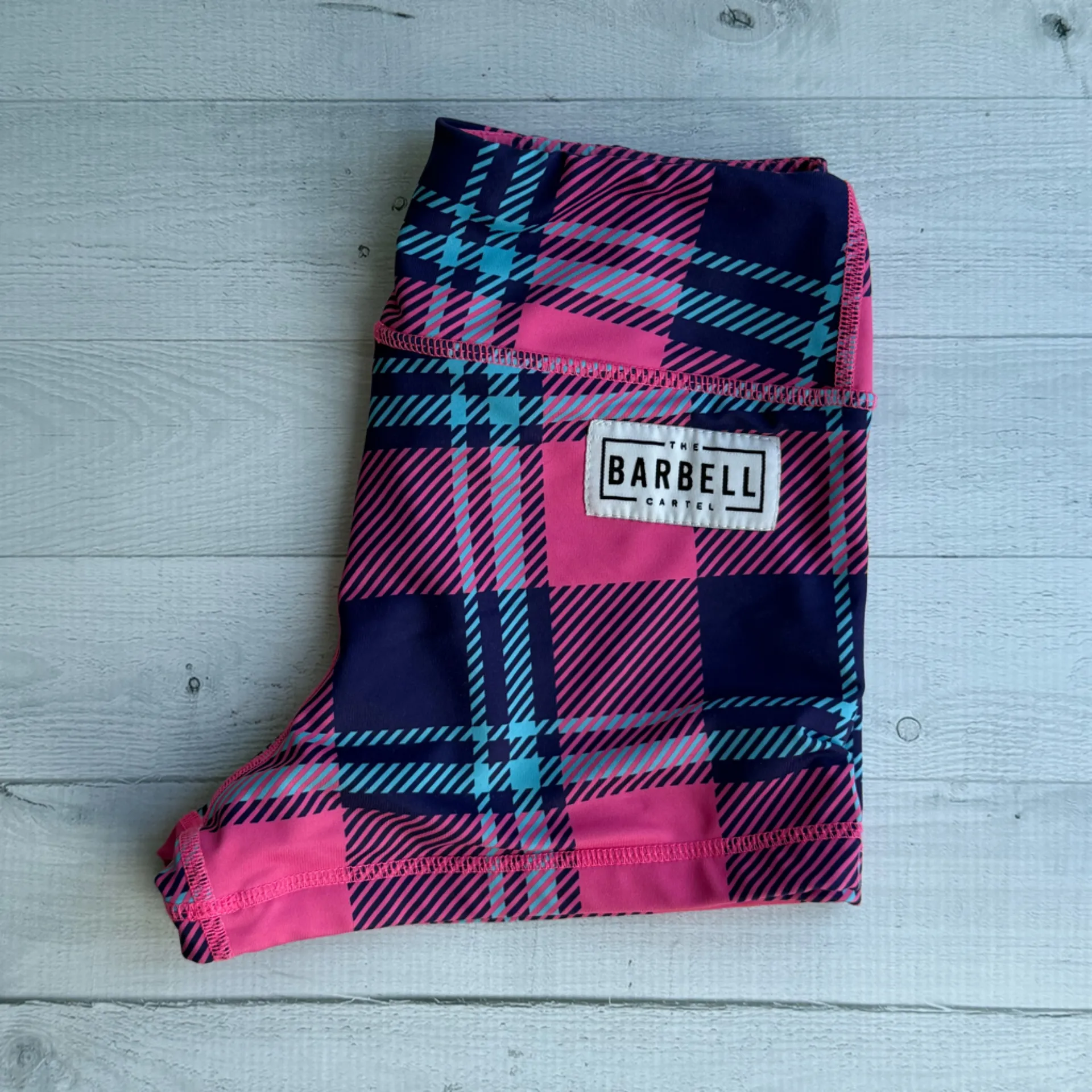 RARE The Barbell Cartel Pink Tartan Comp Short 2.5” Size S - Image 3