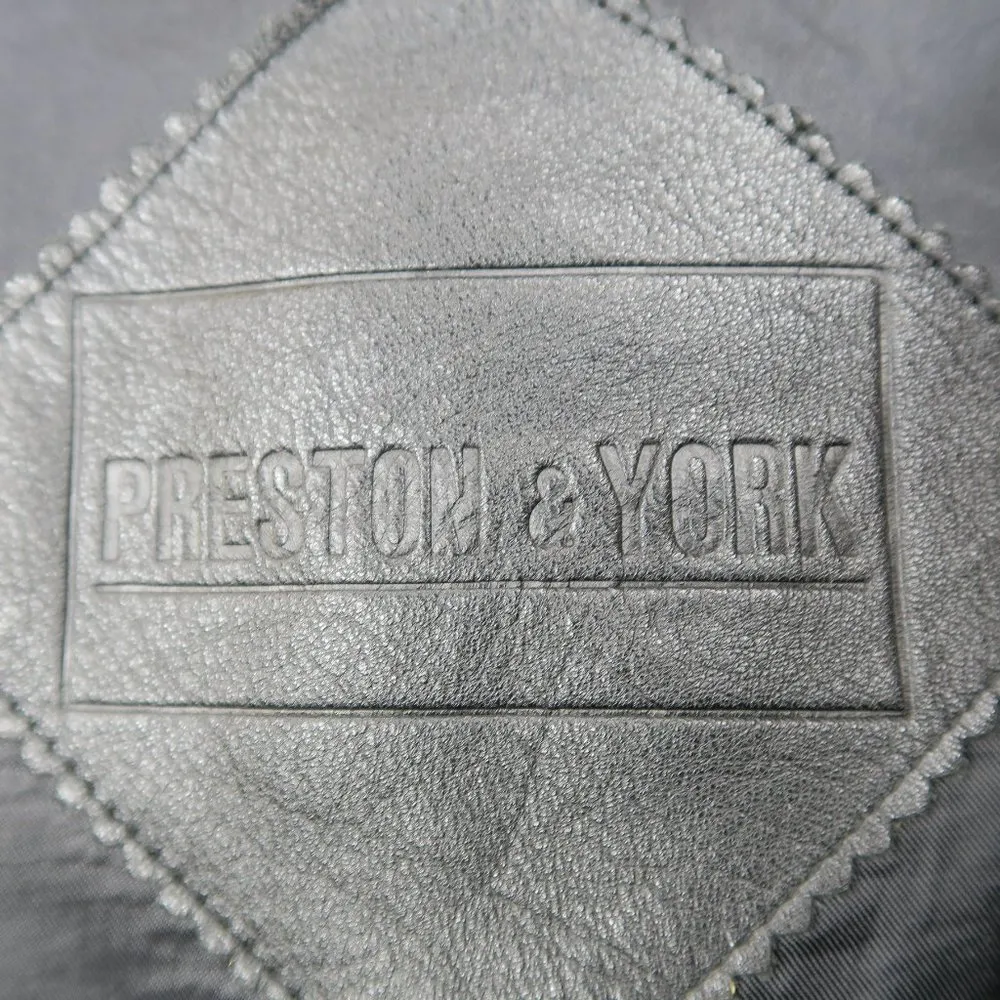 Vintage 90s Preston & York Black Leather Blazer Jacket - Image 9