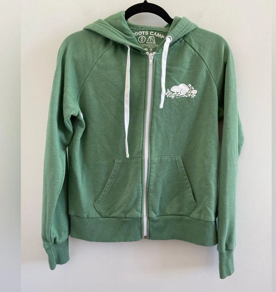 Roots Camp Green Parks & Rec Staff Full Zip Hoodie Size Medium - Image 1