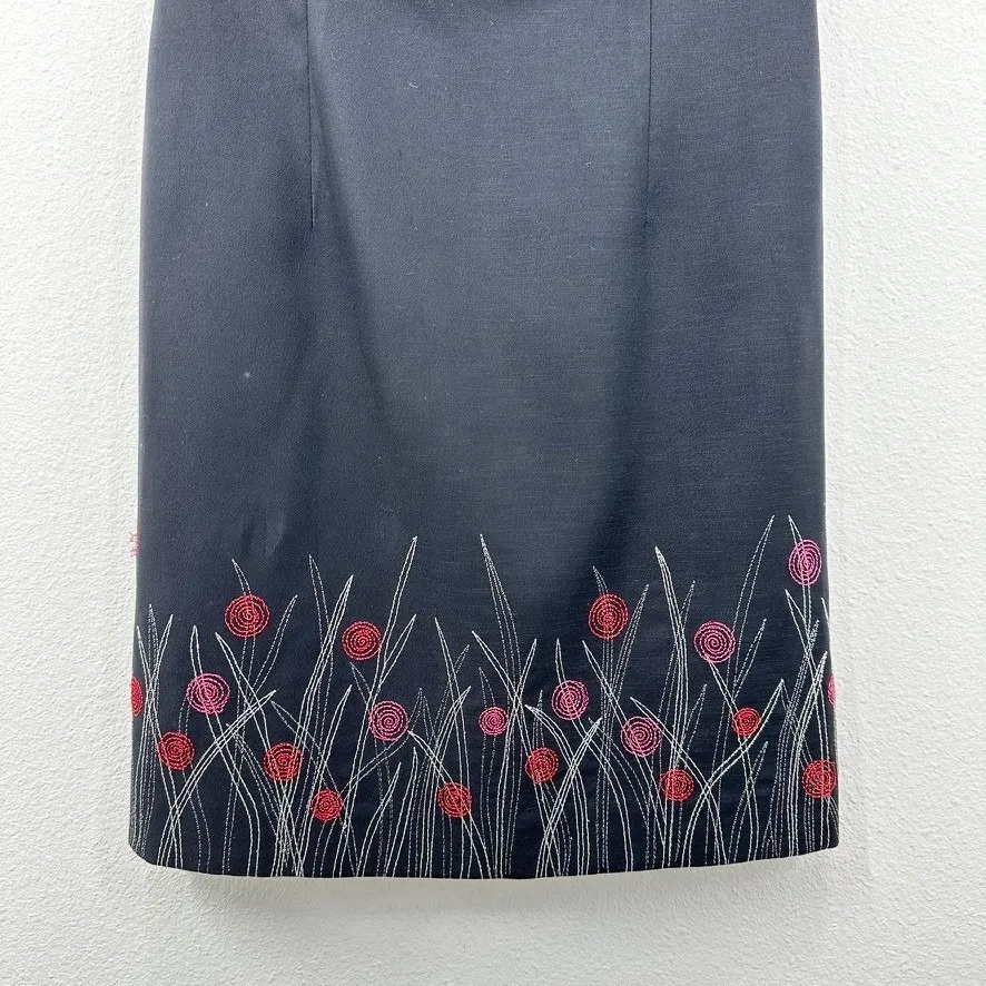 Black Sleeveless Boatneck 90s Y2K Floral Embroidered‎ Mini Dress Clueless Noir - Image 4