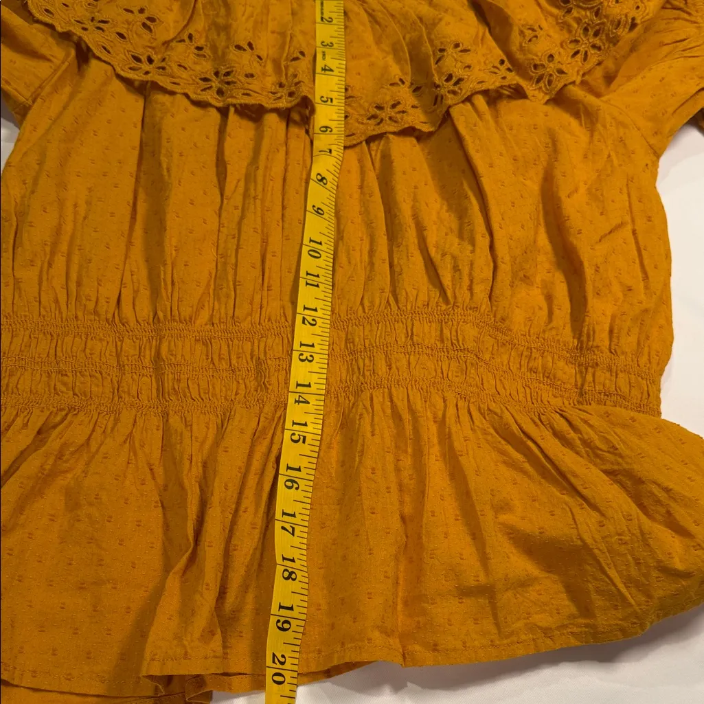 Universal Threads Universal Thread Mustard Eyelet Ruffle Blouse - Image 7