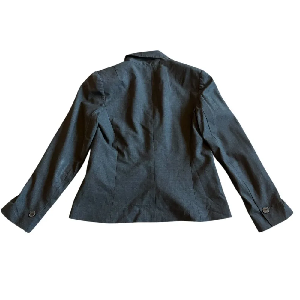 Theory Grey Button-Down Blazer Jacket Single Classic Fit Size 12 Women's - Image 6