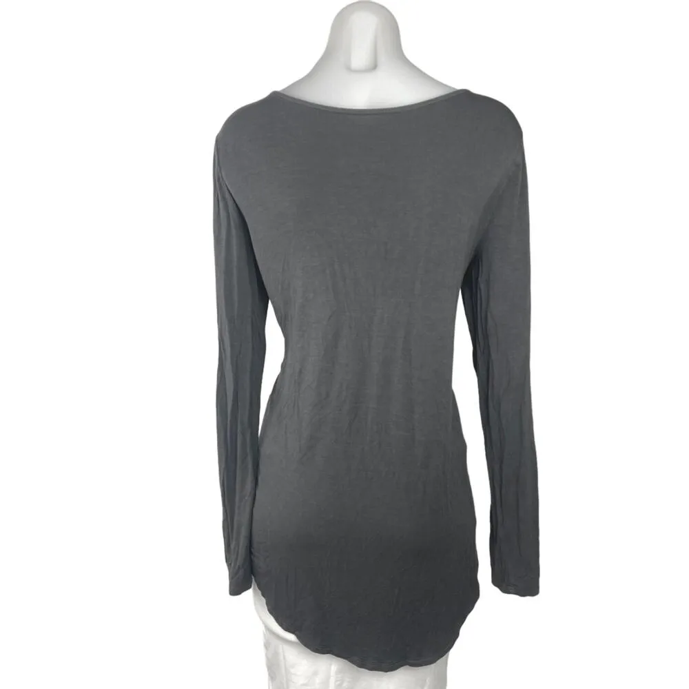 American Eagle Gray Criss Cross Scoop Neck Long Sleeve T - Image 3