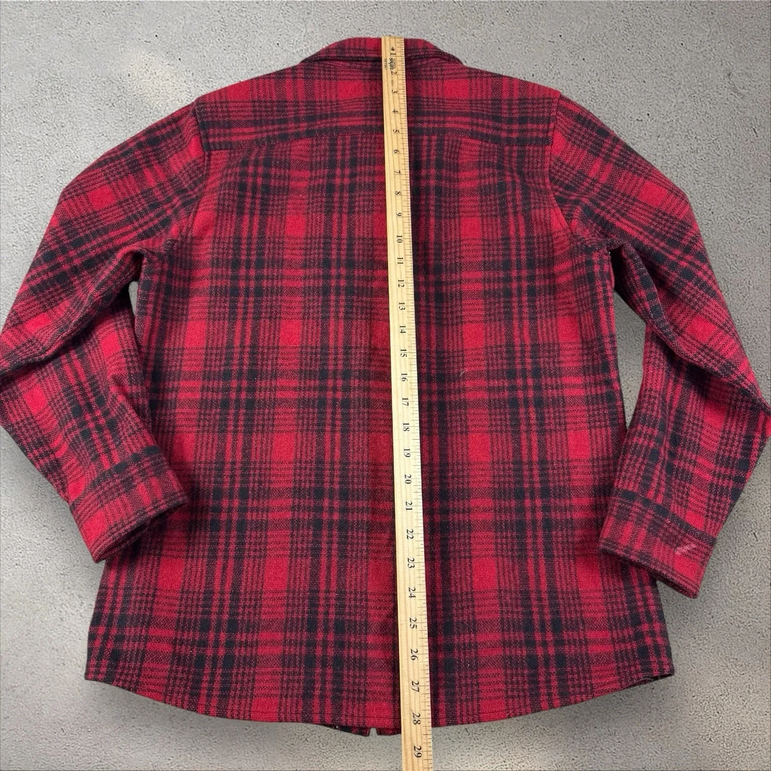 Vintage Woolrich Buffalo Plaid Wool Jacket Women's Small Light Shacket Red - Image 5