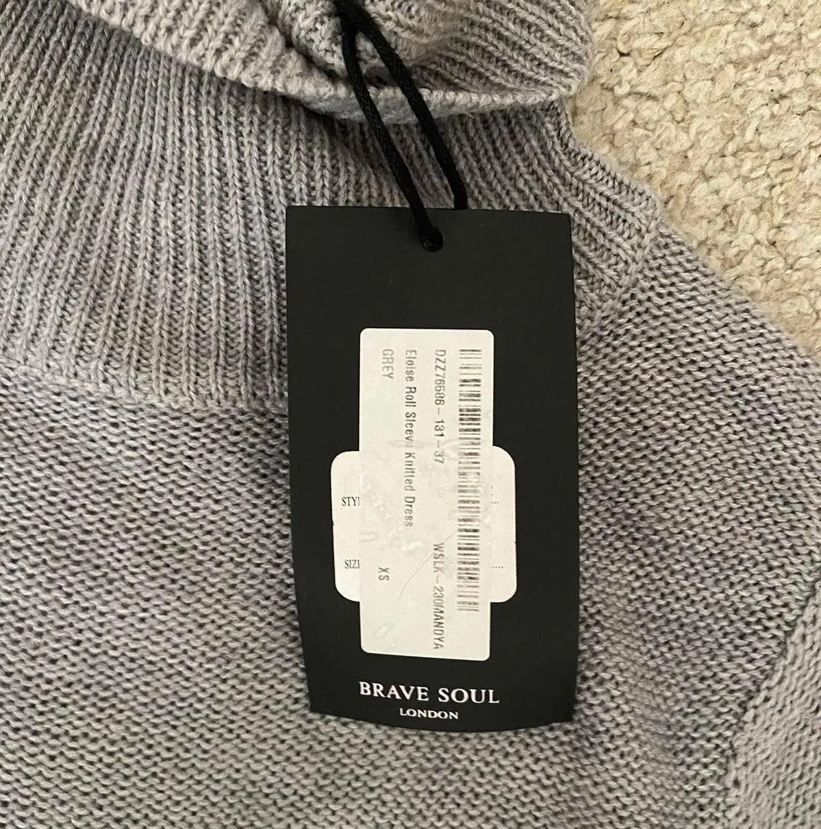 Brave Soul Grey Knit Turtle Neck Slit Holiday Sweater Dress - Image 3