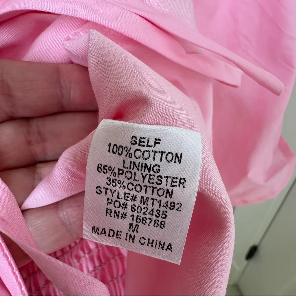 Mable Puffed Bell Sleeve Front Tie Crop Top Pink Size Medium - Image 8