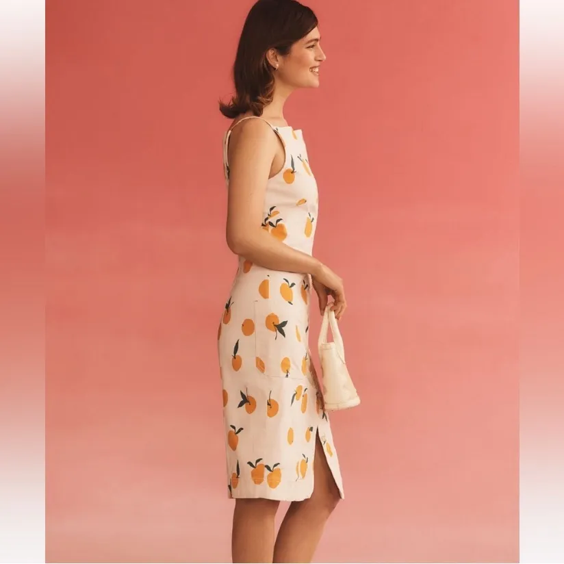 Maeve x Anthropologie Dylan Mierzwinski Colette oranges citrus midi dress Size M - Image 2