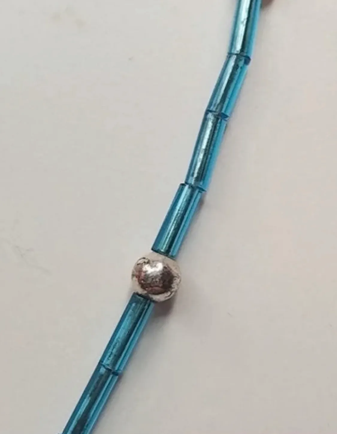 Light Blue Handmade Beaded Stone Necklace - Image 3