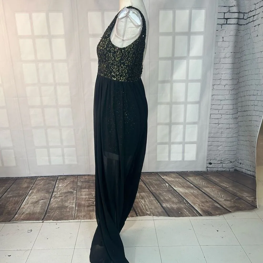 ark & co NWT black and gold bodycon mini with sheer black chiffon skirt maxi dre - Image 4