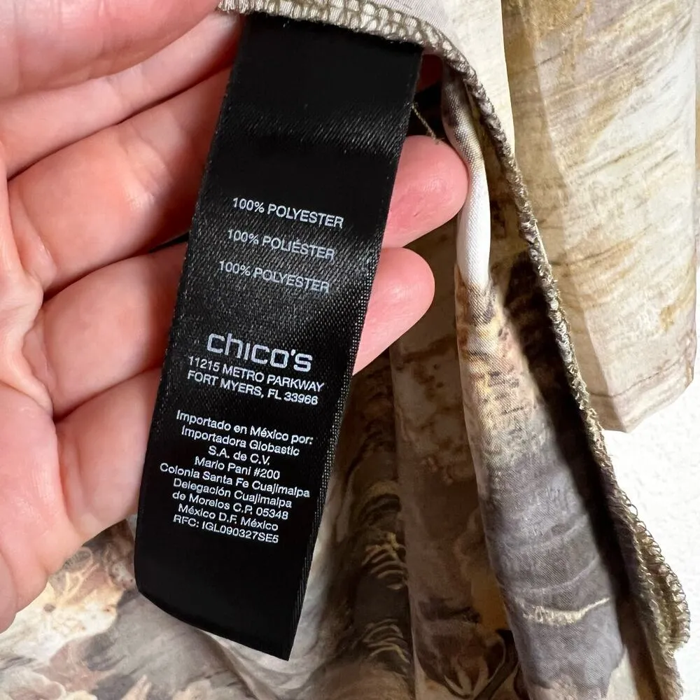 Chico’s Travelers Asian Printed Brown 3/4 Sleeve Duster Jacket Size 12 - Image 14