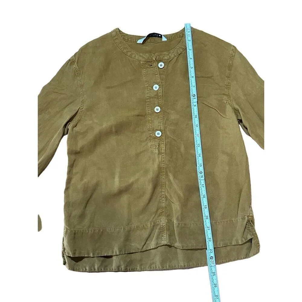 Zara CO ORD Slouchy Linen Blend Shirt camel brown sz S lagenlook minimal… - Image 8