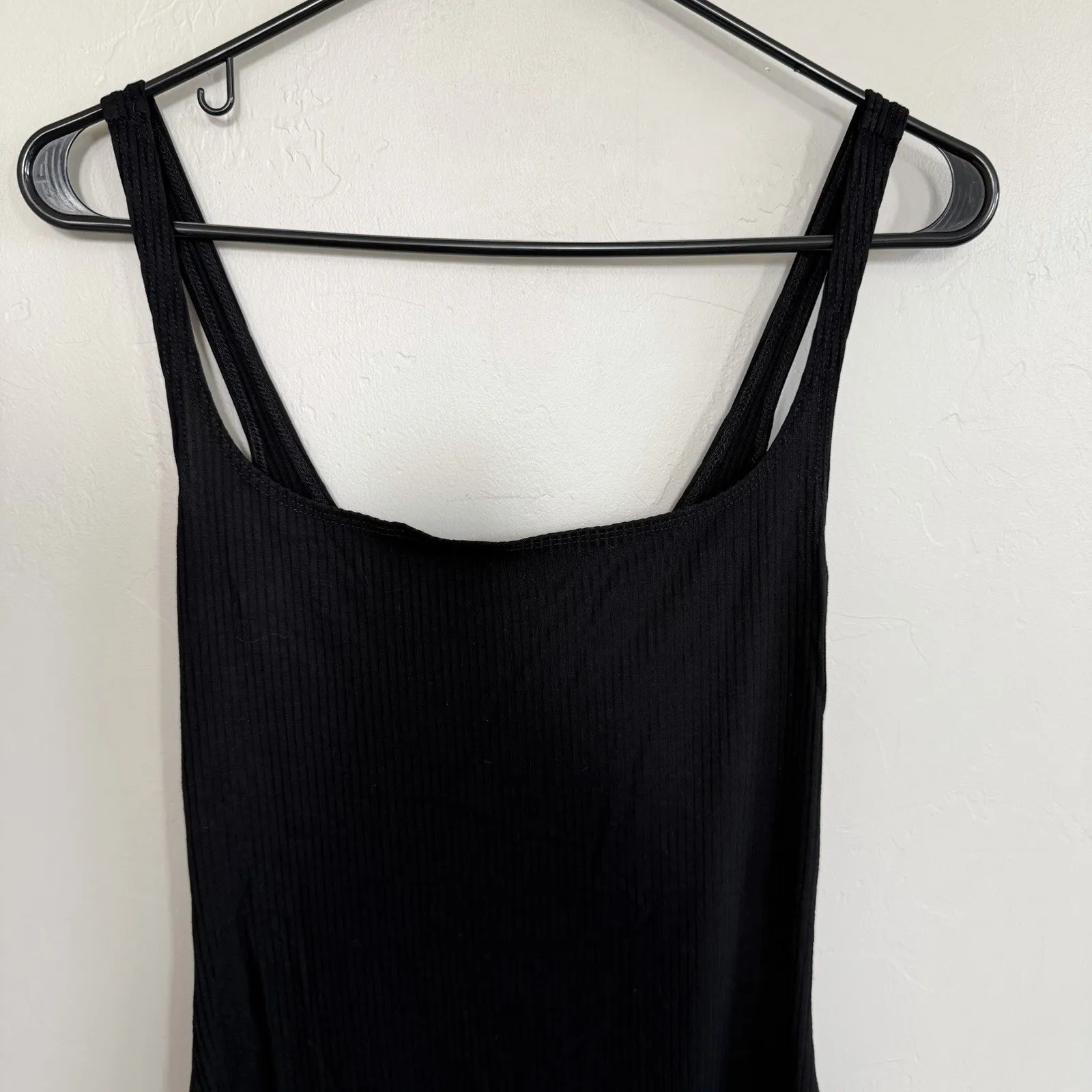 Reformation Ribbed Knit Sleeveless Spaghetti Strap Scoop Maxi Dress Black Sz XS - Image 2