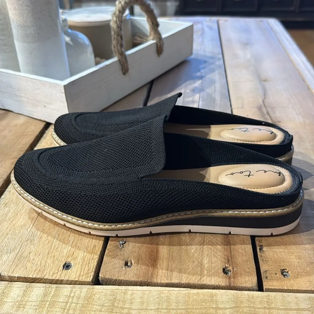 Me Too Black Mesh Mule Wedge Heel Cushioned‎ B19B - Image 3