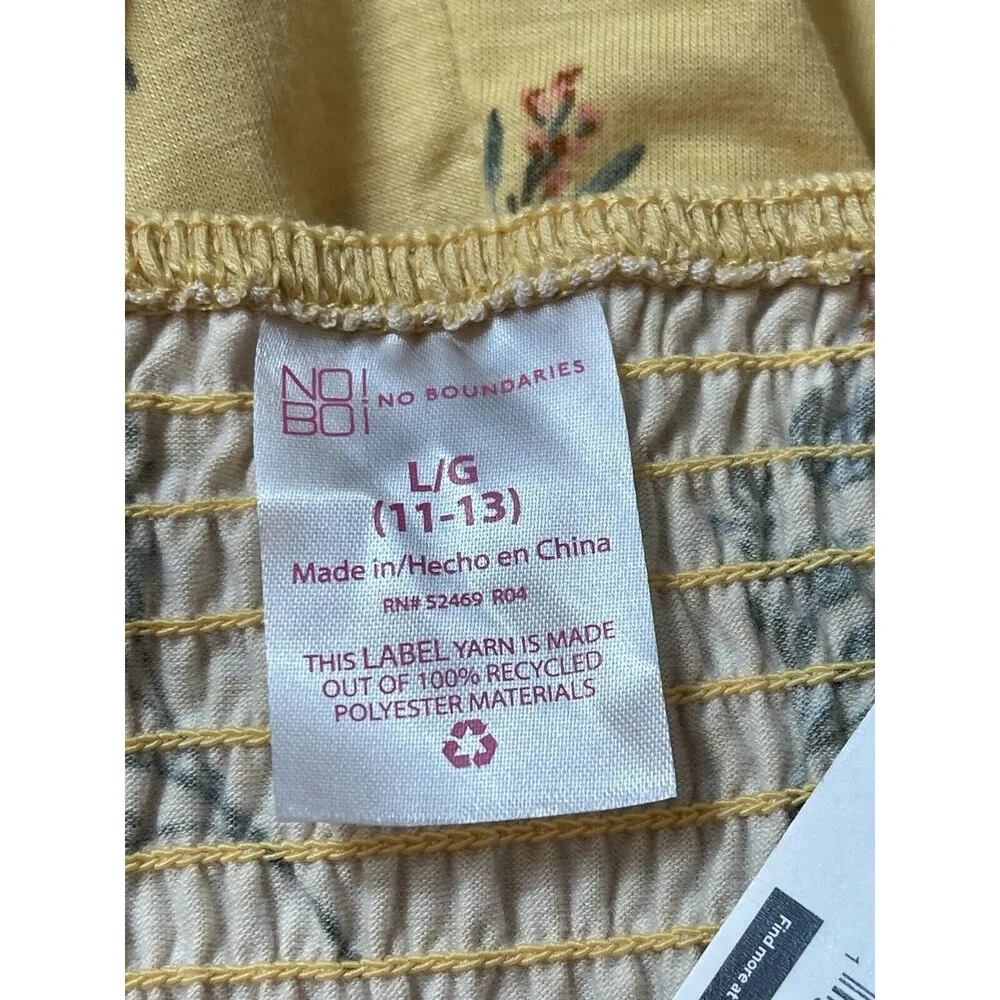 No Boundaries Yellow Floral Smocked Tie Front Back Cut Out Summer Jumpsuit L NWT - Image 11