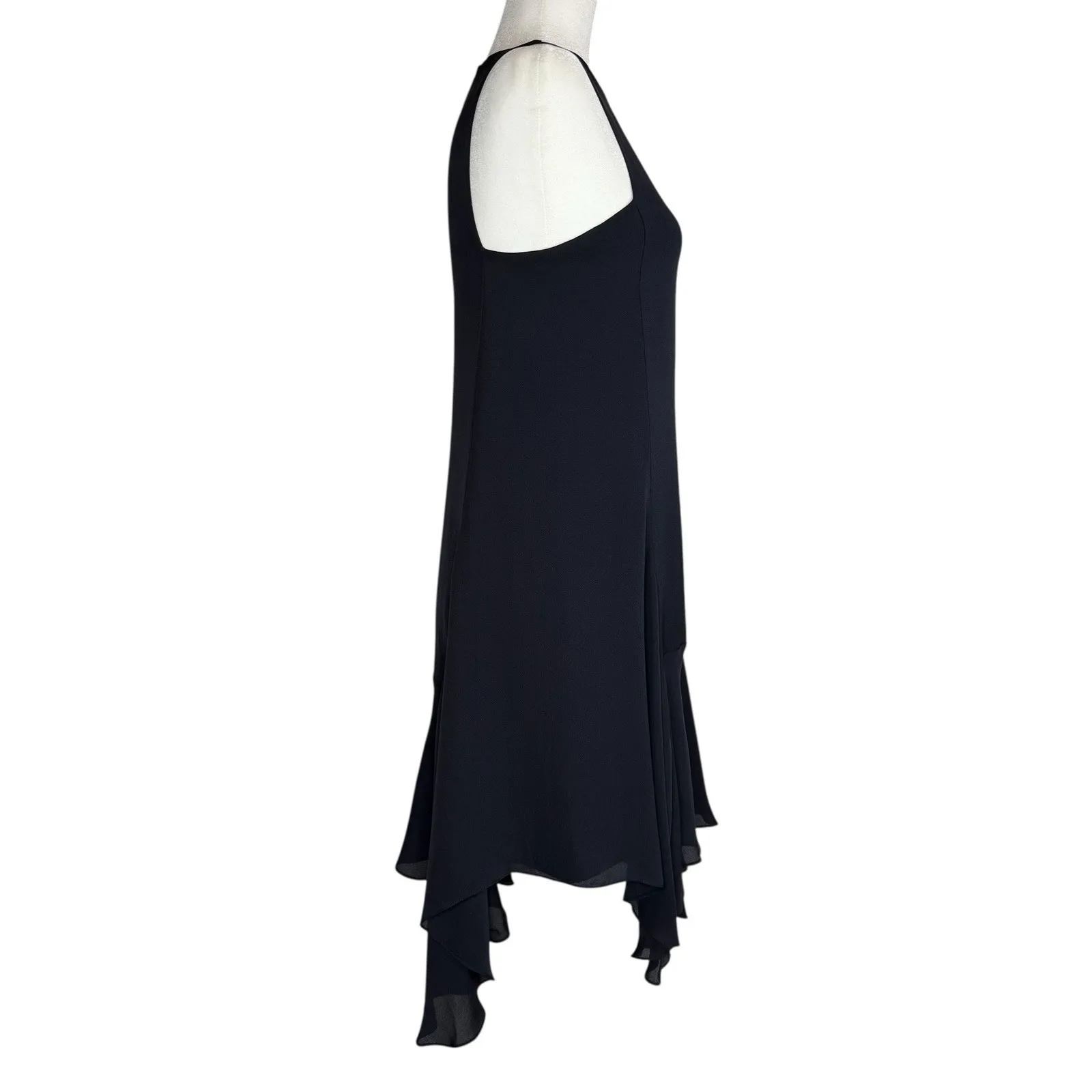 A.L.C. Silk Chiffon Asymmetric Hem Black Dress Size 4 Sleeveless Luxury Cocktail - Image 4