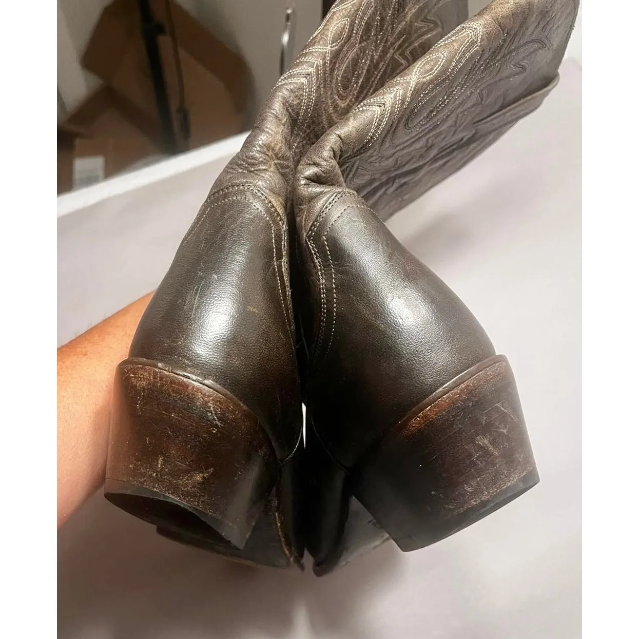 Charlie 1 Horse womens artisan handcrafted leather cowgirl boots 9B dark brown - Image 7