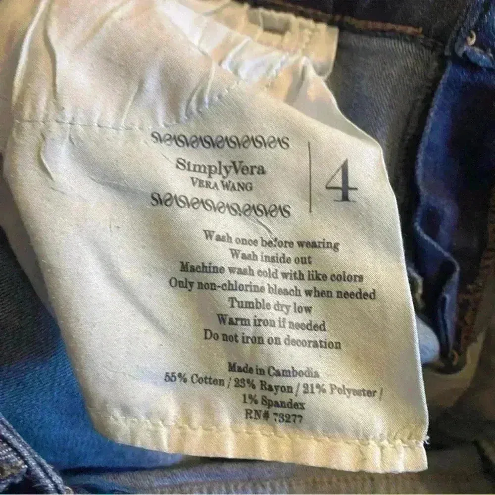 Vera Wang Dark Blue Capri Cuffed Jeans Size 4‎ - Image 4