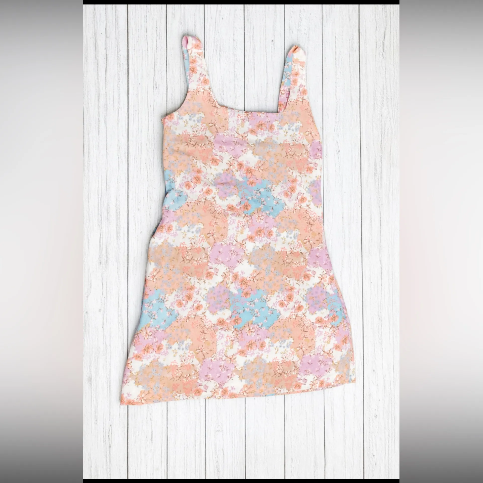 Japna White Smocked Bodice Floral Strap Babydoll Sundress XL Lined Linen Blend - Image 2