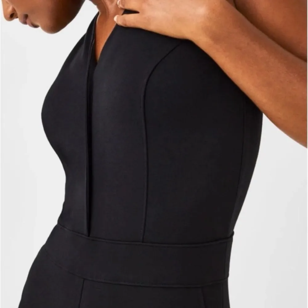 NWT Spanx Perfect Sleeveless Jumpsuit Black Medium Ponte Flare Leg Core Shaping - Image 5