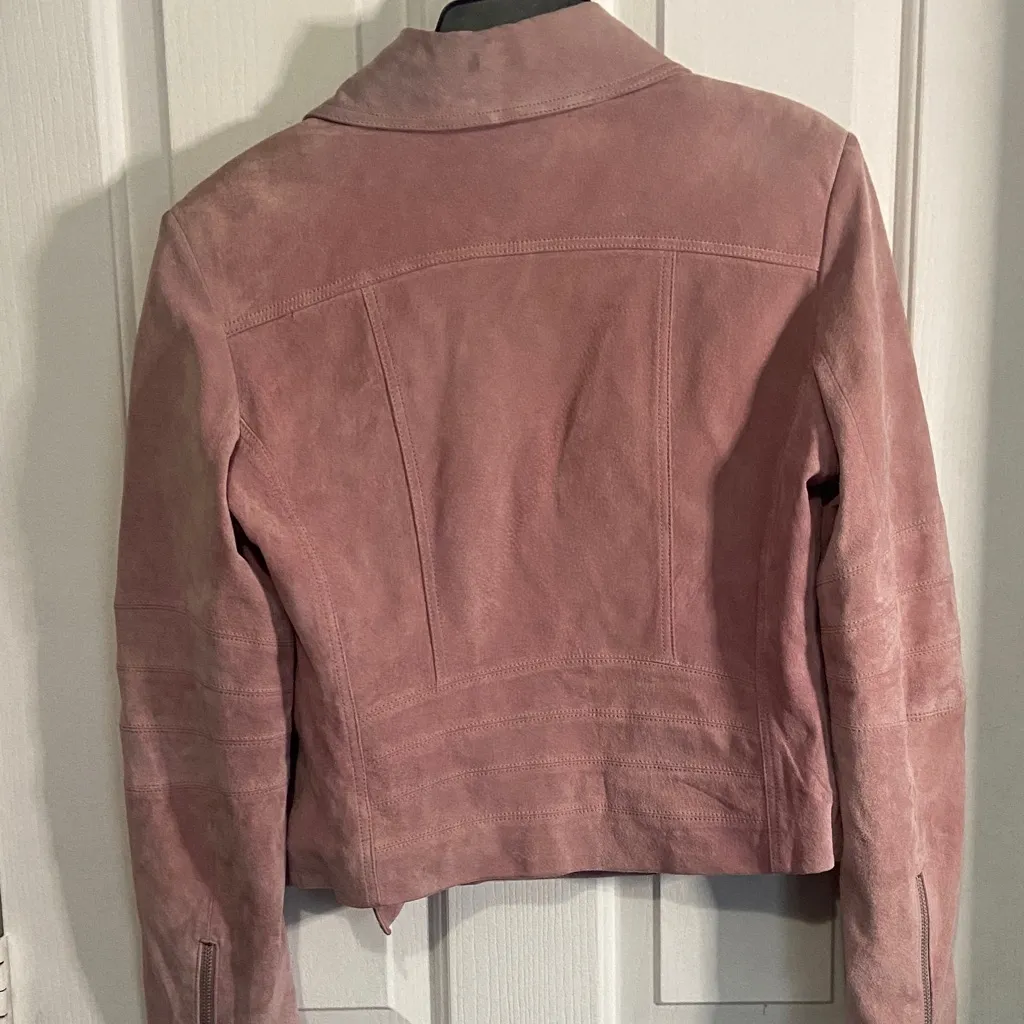 Elegant Pink Leather Women's Jacket Size 40 - Image 4