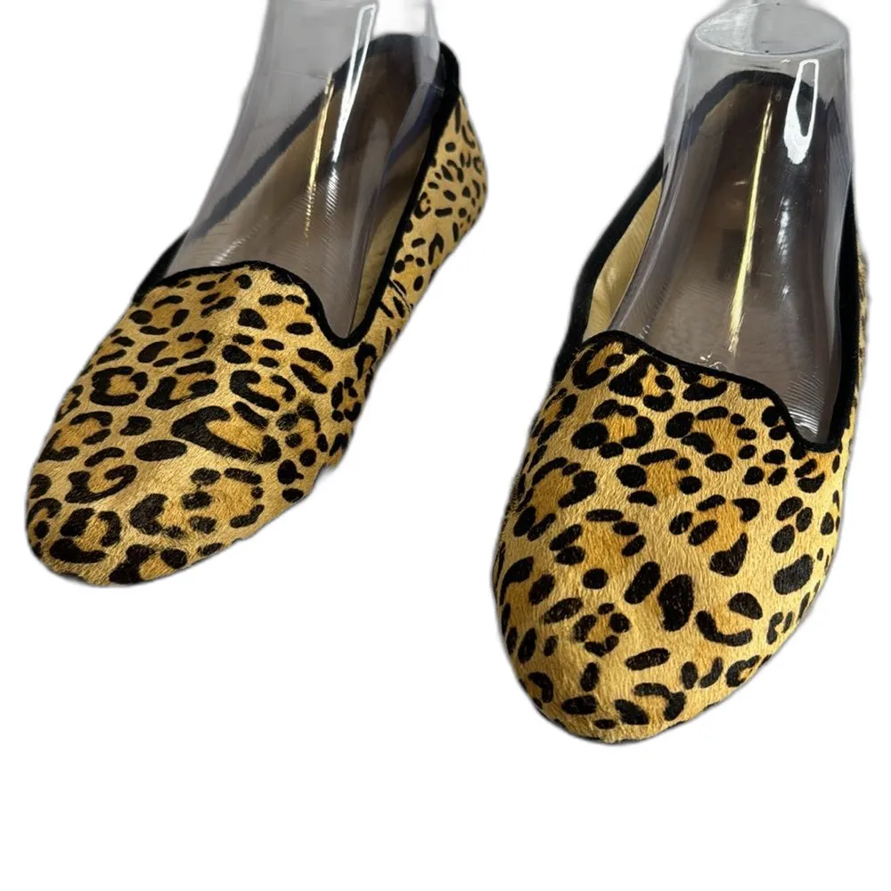 Birdies Starling Faux Fur Lined Flat in Cheetah Print Calf Hair size 9.5 Black - Image 4