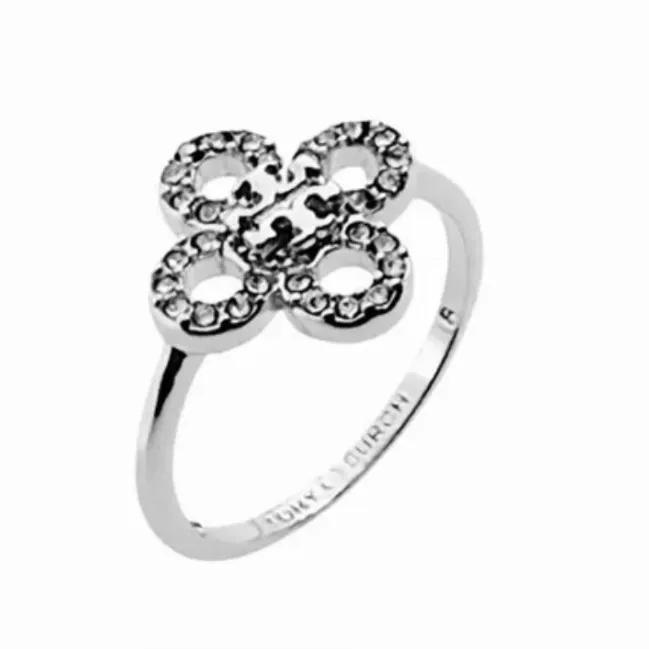 New Tory Burch Britten Silver/Pave Ring Size 7 - Image 4